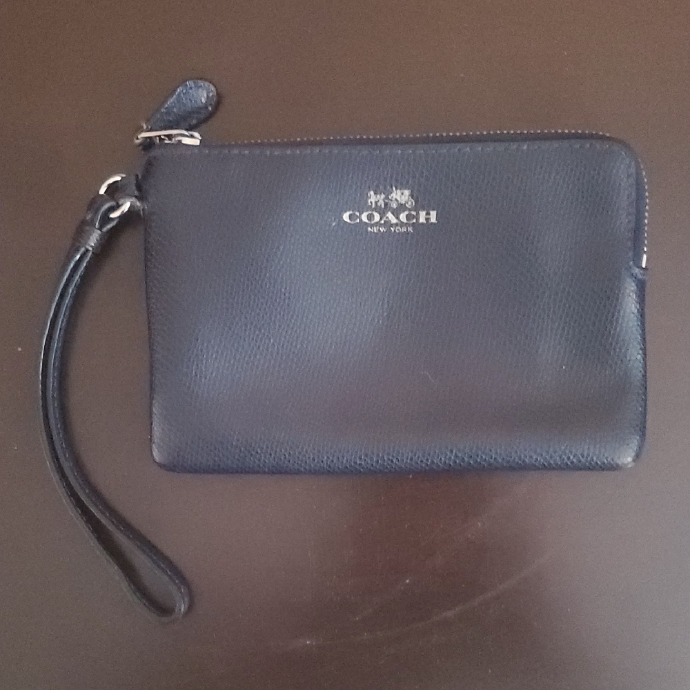 Coach Zip Wristlet Navy Blue Color Wallet